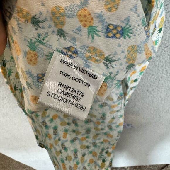 Johnston & Murphy Shirt Mens L Short Sleeve Button Up Pineapples Cotton - Picture 7 of 7